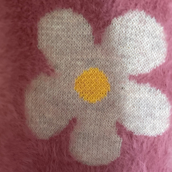 Simply Southern Fuzzy Daisy Pink Long Open Front Duster Cardigan Sweater Small - Picture 6 of 10